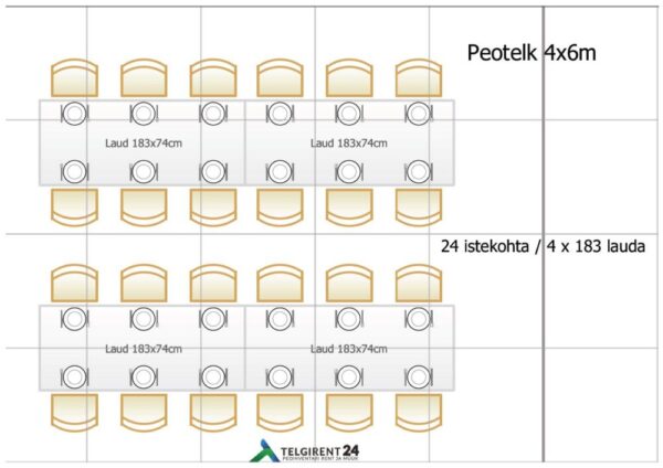 Party tent 4x6 position plan 24 people