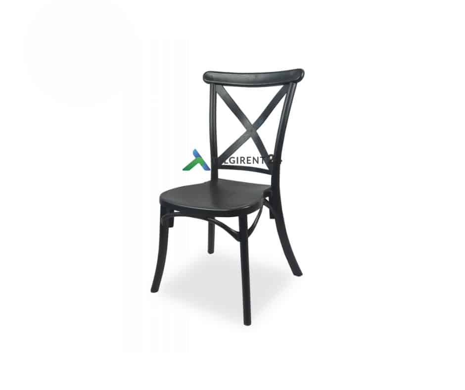 Mustad toolid Cross-Back Toolide rent Mööbli rent Ideaalne tool pulmadesse