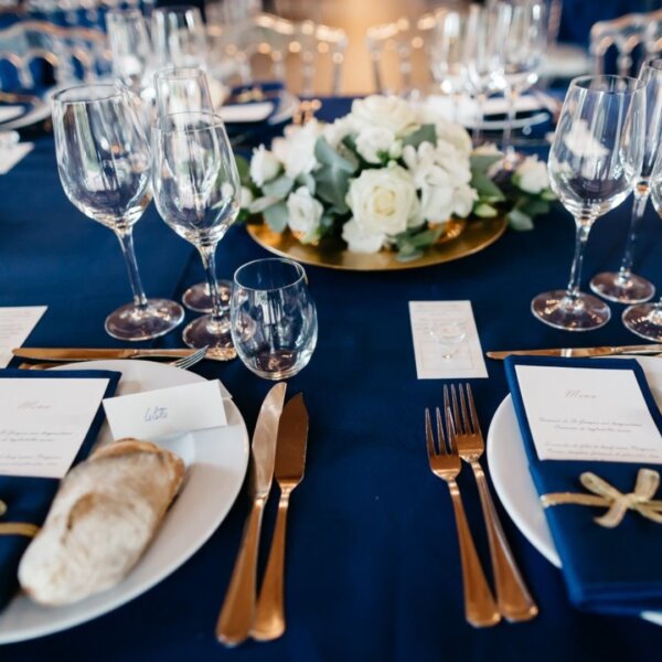 blue tablecloths
