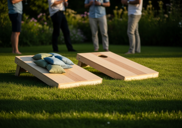 Cornhole mangu rent - kaks puidust kaldlauda ja viskekotid